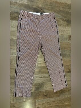 ME+EM Pink and Black Gingham Dress Trousers with Black Side Stripe EUC